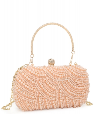 All Over Pearl Bead Handle Crossbody Bag YS-5283 PINK